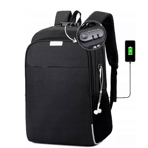 Mochila Grande Com Cadeado Senha E Entrada USB 2 Divisórias