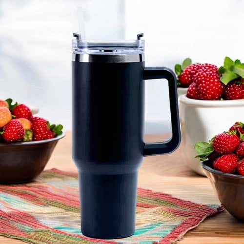 Caneca Térmica Grande 1200ml Canudo E Revestimento De Plástico