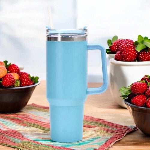 Caneca Térmica Grande 1200ml Canudo E Revestimento De Plástico