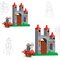 Blocos De Montar Castelo Medieval Com 17 Adesivos E 40 Peças