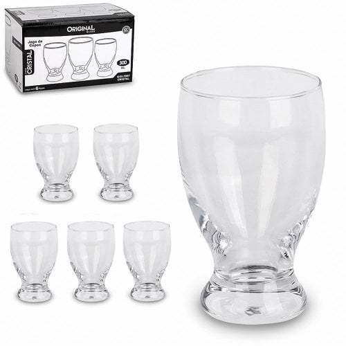 Conjunto Jogo De Copos Cristal 300ml Com 6 Unidades