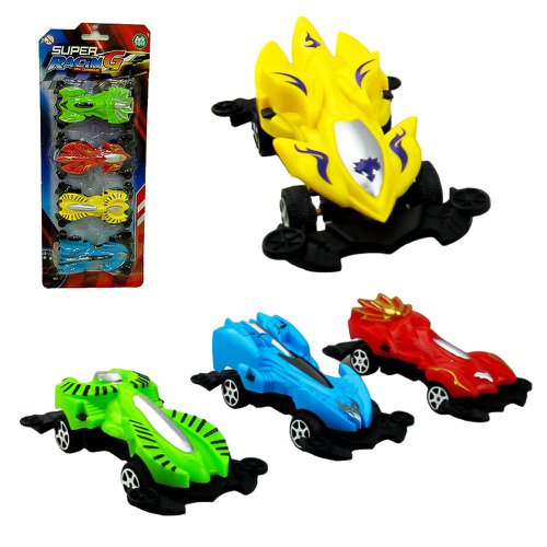 Kit De 4 Mini Carinhos De Fricção Super Racing Brinquedo