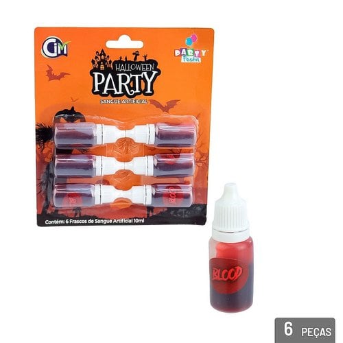 Sangue Falso 10ml 6 Frascos Para Maquiagem Halloween