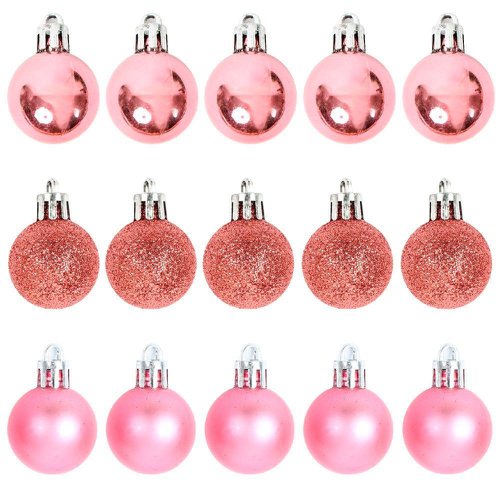 Kit 15 Bolas De Natal Decorativa Enfeite 3cm Rosê