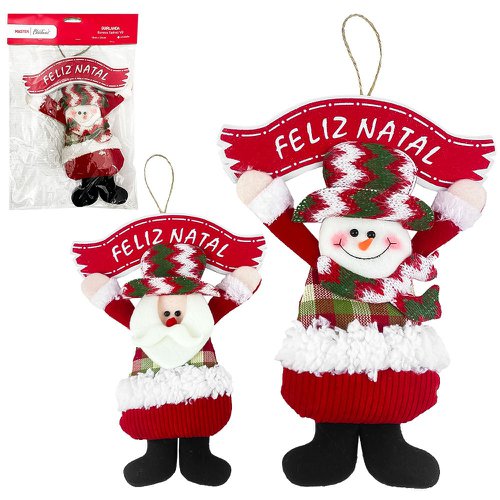 Guirlanda Xadrez Papai Noel Boneco De Neve 18cm x 24cm