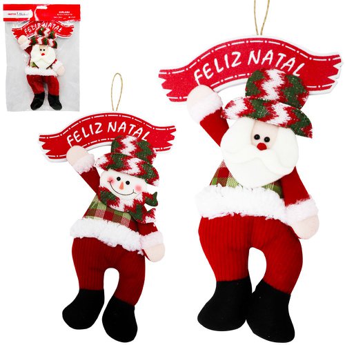 Guirlanda Feliz Natal Papai Noel E Boneco De Neve 18cm x 30cm