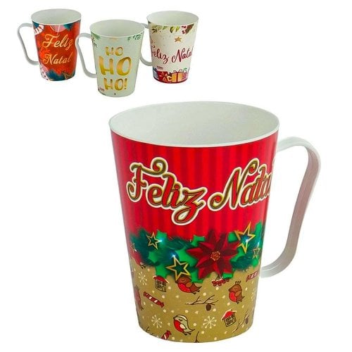 Caneca 430ml De Plástico Decorada Feliz Natal