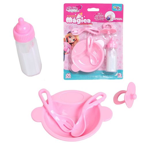 Kit Papinha Com Acessórios Para Bonecas Com Mamadeira Glam Girls