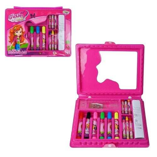 Estojo Kit Escolar De Pintura Glamgirls 33 Peças Com Canetinhas