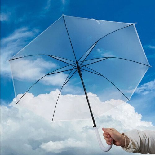 Guarda Chuva 83cm Transparente Automático 8 Varetas Cabo Curvado
