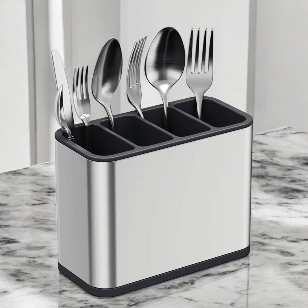 Escorredor Porta Talheres Com Divisória Inox 18x13cm