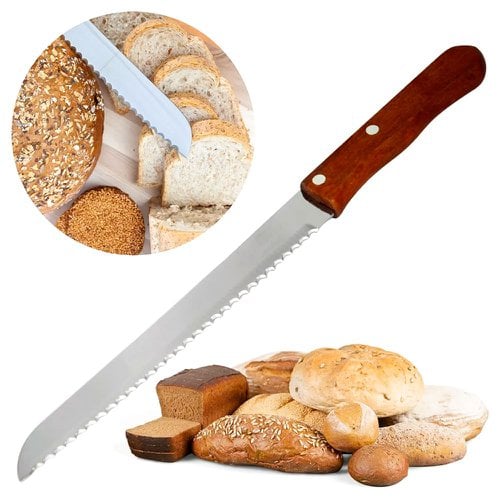 Faca De Pão 8" Aço Inox Com Cabo De Madeira 33cm