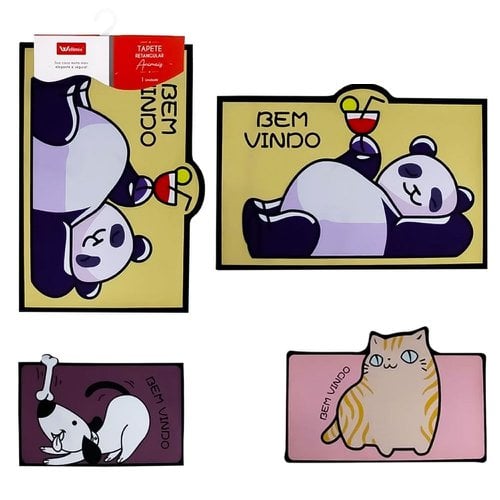 Tapete Retangular Animais 40x60cm De Poliéster Antiderrapante
