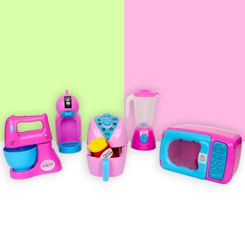 Kit Cozinha Faz De Conta Brinquedo Infantil Rosa 7 Peças