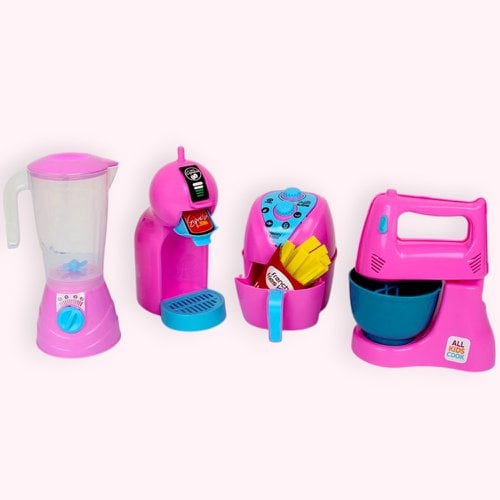 Kit Faz De Conta Cozinha Rosa Infantil Brinquedo 6 Peças
