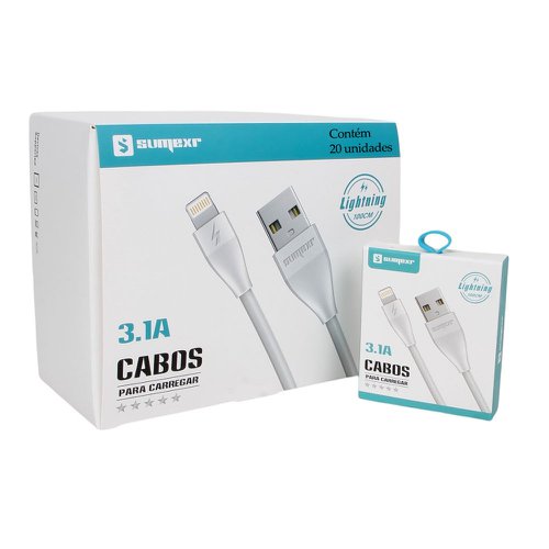 Kit 20 Cabos Carregamento Turbo Rápido Lightning 1 Metro 3.1A