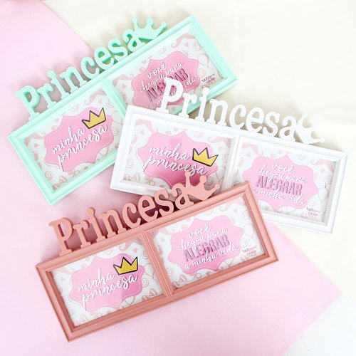 Kit 3 Porta Retrato Duplo Decorativo Princesa 10X15 Cm Wellmix