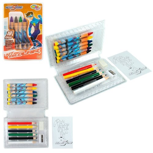 Kit 4 Estojos Maleta Escolar Com 18 Peças Cada Para Meninos