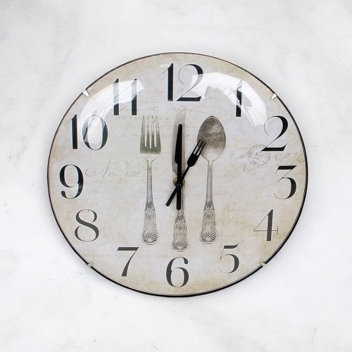 Relógio De Parede Cozinha Estampa Retrô Talheres 30cm