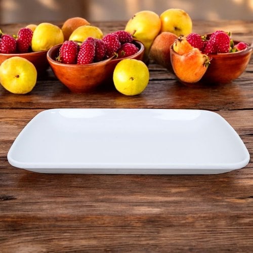 Travessa De Melamina Branco Médio Retangular 24cm x 15cm