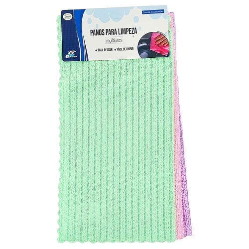 Pano Para Limpeza De Microfibra 3 Peças Multiuso 30cm
