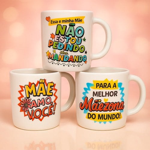 Caneca De Porcelana Dia Das Mães Temática Frases Diversas 120 ML