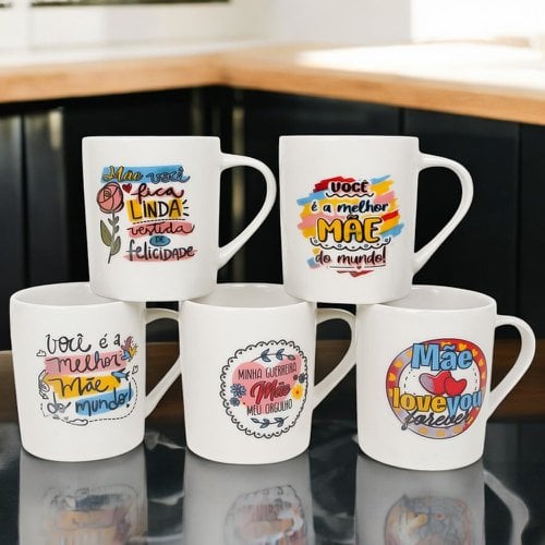 Caneca De Porcelana Temática Dia Das Mães Frases Diversas 260 Ml