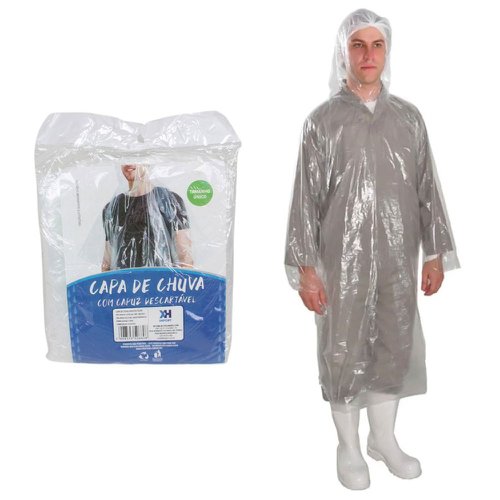Kit 10 Capas De Chuva Adulto Unissex Transparente Descartável