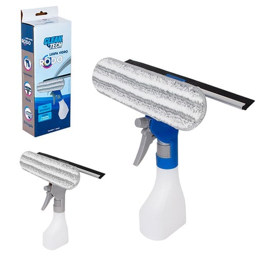 Rodo Limpa Vidro Pulverizador Esfregão 3 Em 1 Com Recipiente De 250ml
