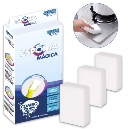 3 Esponjas Mágicas Limpeza Poderosa Apenas Com Água