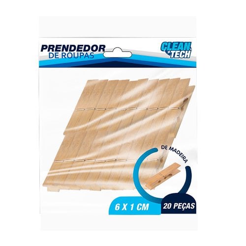 Prendedor De Roupas De Madeira 20 Peças 6cm x 1cm
