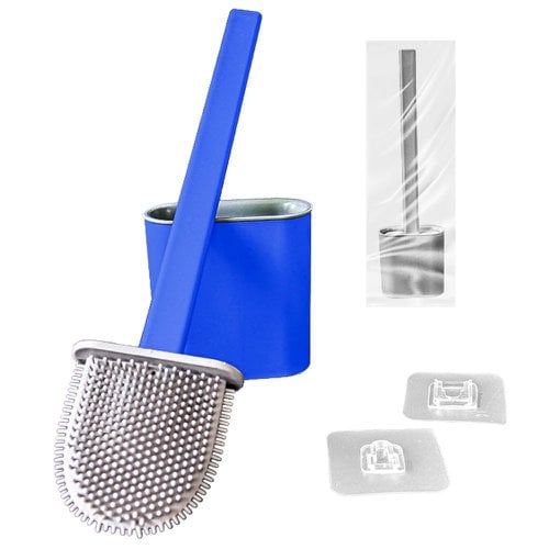 Kit Com 3 Escovas Sanitárias De Silicone Com Suporte e Adesivo Para Parede