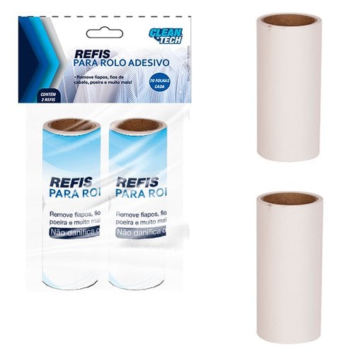 4 Kits De 2 Refis Para Rolo Adesivo Tira Pelos Com 20 Folhas Cada