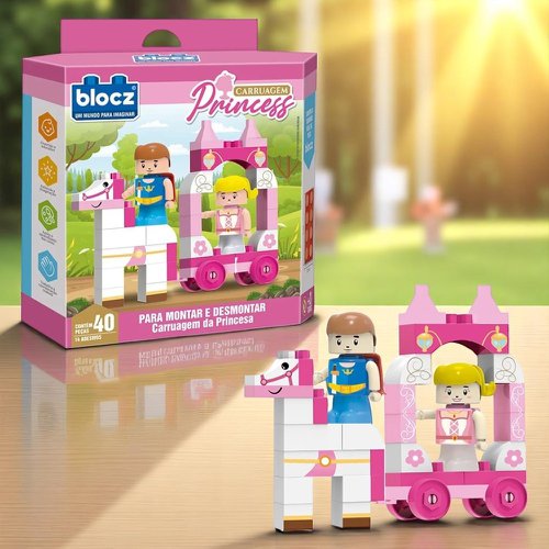Brinquedo Blocos De Montar Carruagem Da Princesa 40 Peças