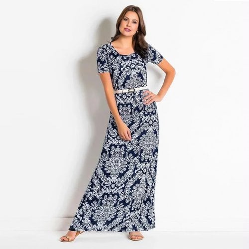 Vestido Longo Estampa Arabesco Moda Evangélica
