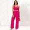 Macacão Feminino Pantalona Pink Em Malha Alça Fina