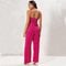 Macacão Feminino Pantalona Pink Em Malha Alça Fina