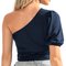 Blusa Azul Marinho Em Malha Ombro Único