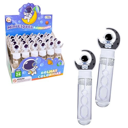 Display Lança Bolhas Mini Espada Astronauta 24 Unidades