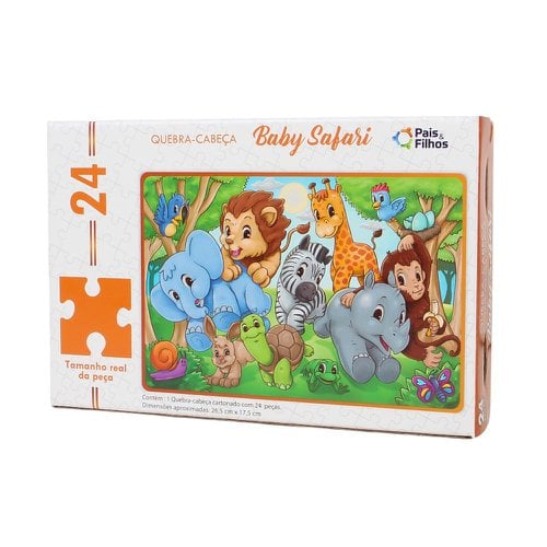 Jogo Quebra Cabeça Baby Safari Baby Com 24 Peças