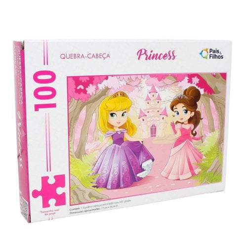 Jogo Quebra Cabeça Infantil Princesas Com 100 Peças