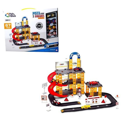 Brinquedo Pista Garagem 67 Peças Com 3 Andares E Carrinhos