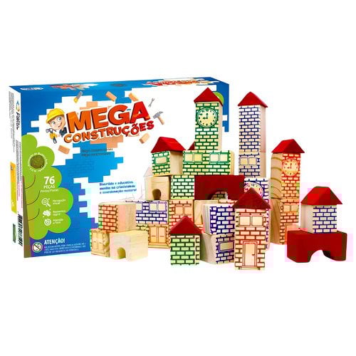 Brinquedo Infantil Mega Construções 76 Peças