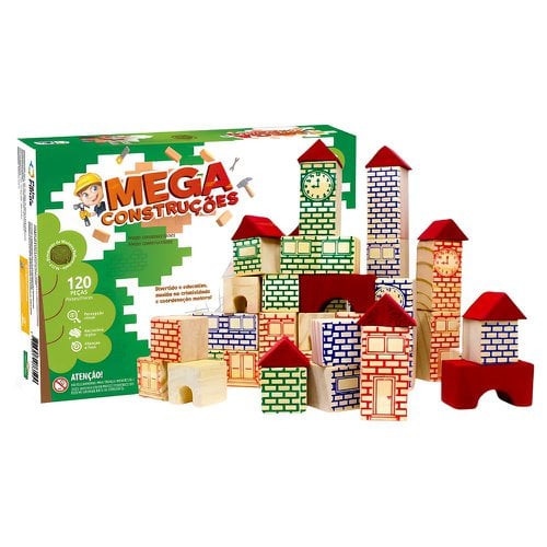 Brinquedo Blocos De Montar Mega Construção 120 Peças