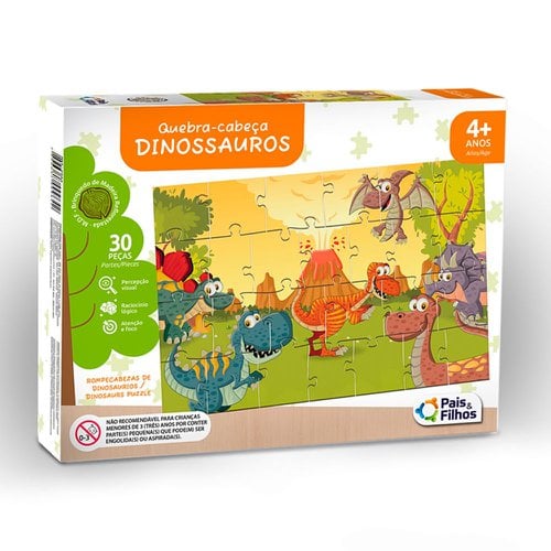 Jogo Quebra-Cabeça Dinossauros Infantil 30 Peças
