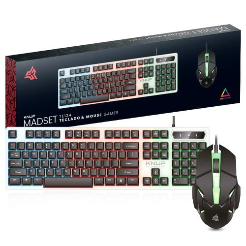 Kit Teclado E Mouse Gamer Com Fio Led RGB Retro Iluminação