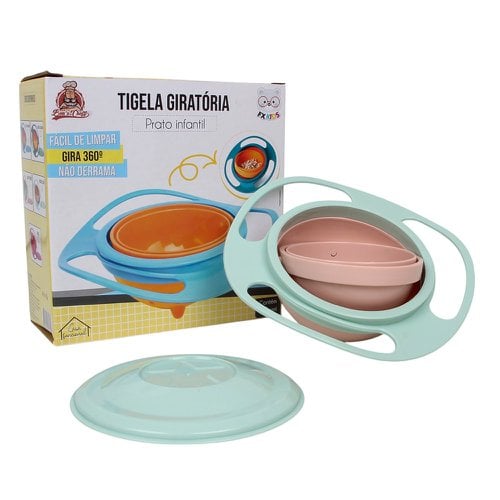 Tigela Giratória Anti Derramamento Prato Infantil 360°