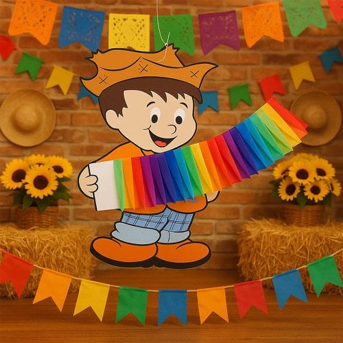 Enfeito Decorativo Menino Com Sanfona Festa Junina 25cm x 28cm