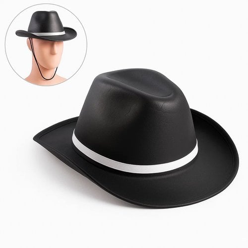 Chapeu Cowboy E.V.A Preto Infantil Com Cordão