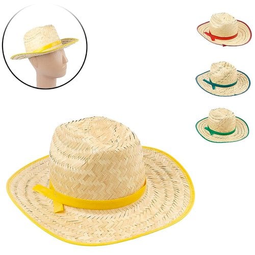 Chapéu De Palha Texano Adulto Festa Junina Com Fita Colorida